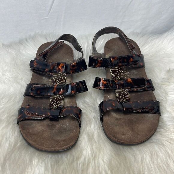 Vionic Amber Tortoise Patent Strappy Sandals Sz 8 - Picture 3 of 7